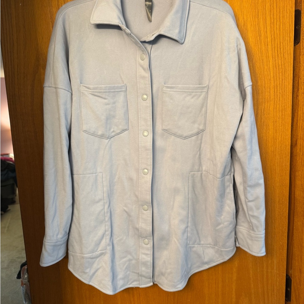 Mondetta Light Blue Snap-Front Shacket